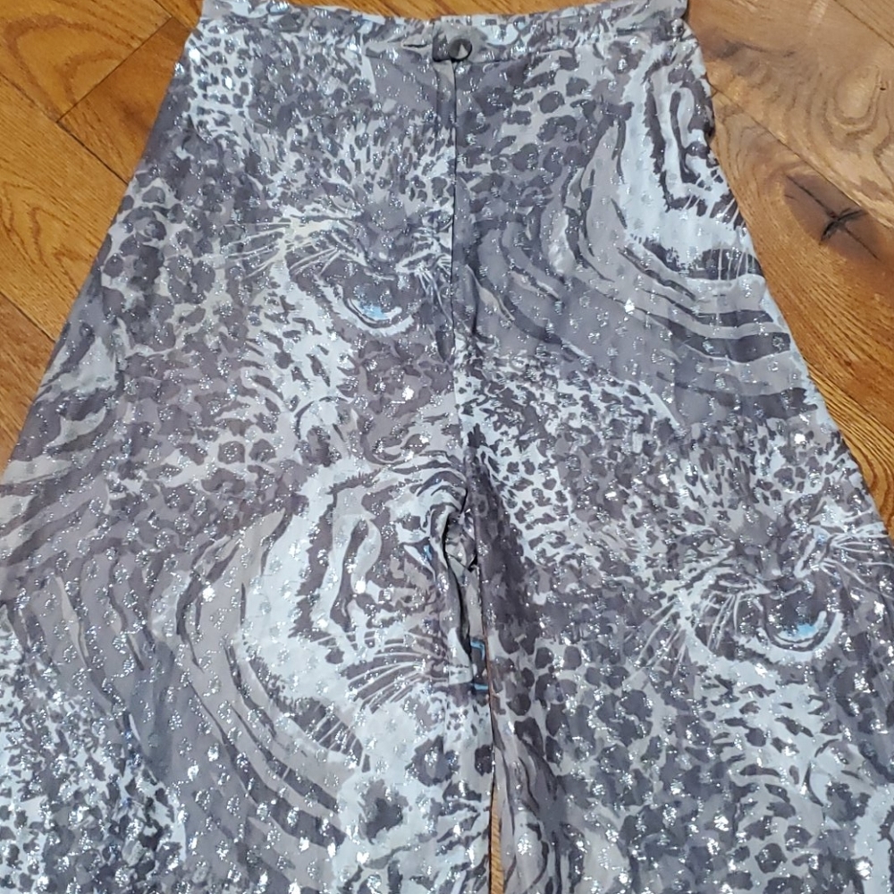 🐅 Vintage Shimmering Tiger Leopard Wide leg pants - Picture 2 of 10